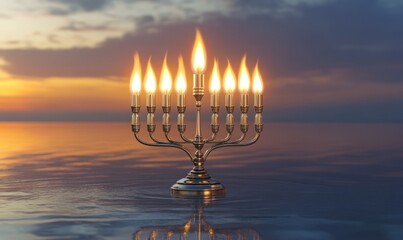 Fototapeta premium Hanukkah celebration with menorah