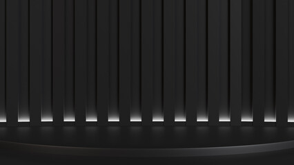 Minimalist black circular stage, ideal for product presentations or sophisticated events. Elegant and modern design.