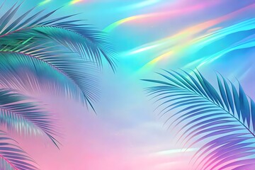 Tropical Palm Leaves Abstract Background Colorful Vivid Paradise Light Glow