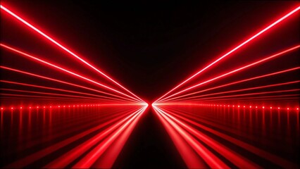 Red neon laser lights glowing vibrantly against a sleek black background, creating a striking visual contrast.