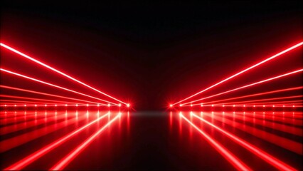 Red neon laser lights glowing vibrantly against a sleek black background, creating a striking visual contrast.