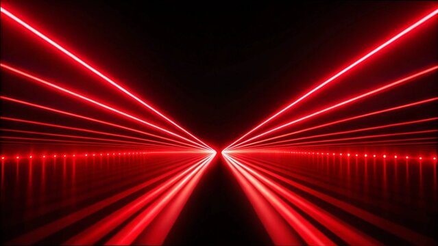 Red neon laser lights glowing vibrantly against a sleek black background, creating a striking visual contrast.