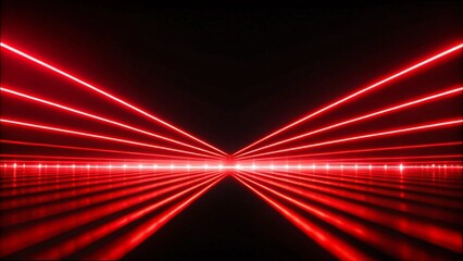 Red neon laser lights glowing vibrantly against a sleek black background, creating a striking visual contrast.