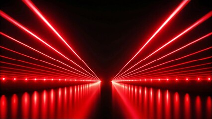 Red neon laser lights glowing vibrantly against a sleek black background, creating a striking visual contrast.