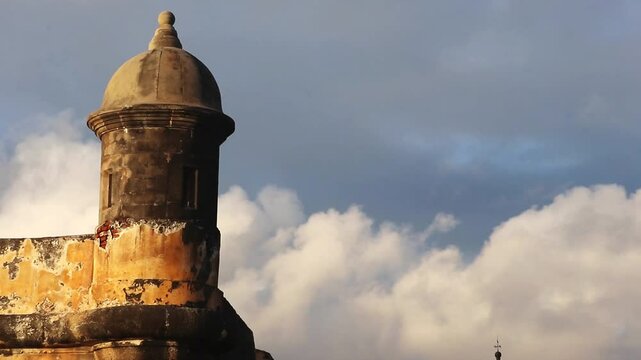 bastion from a colonial spanish fort in old san juan puerto rico (detail from castle fortification) beautiful scenic travel destination caribbean sea tourism