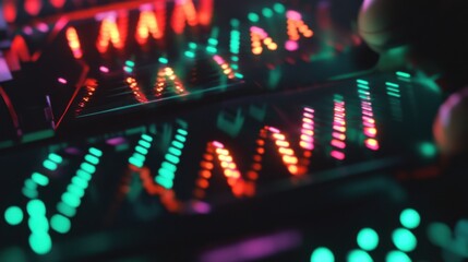 A detailed view of a DNA sequencing machine, with glowing genetic sequences and biotechnological interfaces, Medical technology style