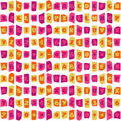 Alphabet on white background different colors font set isolated 