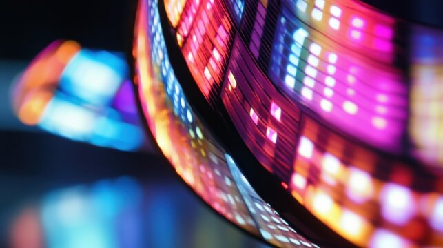 A detailed view of a flexible organic light-emitting diode (OLED) display, showing bendable and lightweight screen technology, Display technology style