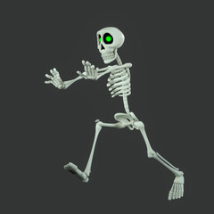skeleton cartoon is in chase pose