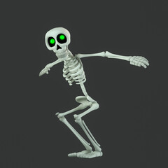 skeleton cartoon is landing after jump
