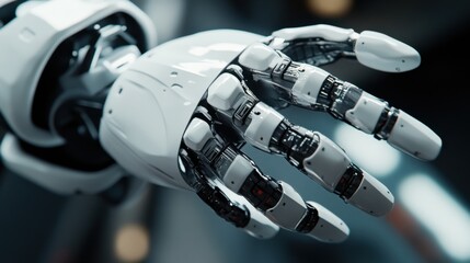 A detailed view of a humanoid robot's advanced gesture recognition sensors, showcasing precise motion detection and interactive capabilities, Human-robot interaction technology style