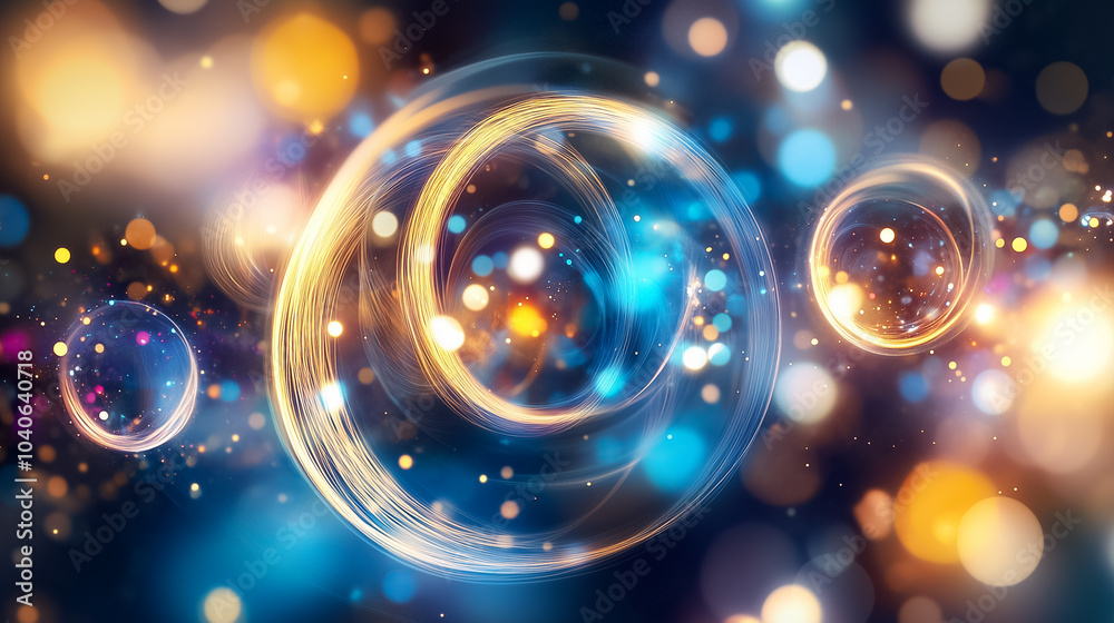 Poster visuals of quantum computing with glowing orbs and vibrant light patterns, creating a dynamic atmosp