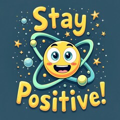 Fototapeta premium Kawaii Atom Smiling Stay Positive Science Design
