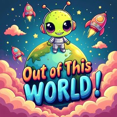 Kawaii Alien Astronaut Design - Out Of This World