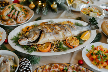 Traditional Christmas fish recipe served at dinner table, a flavorful seafood dish perfect for festive holiday celebrations