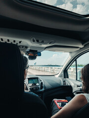 Fototapeta premium POV in car driving into France from Germany