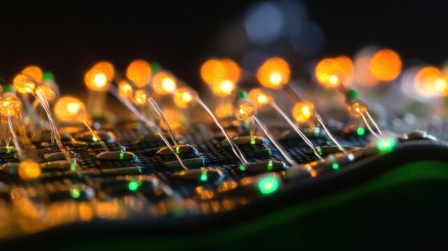 A detailed view of a neural interface electrode array, demonstrating precise neural signal detection and brain-computer interface applications, Neurotechnology style