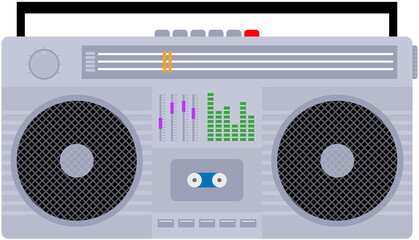 Retro style boom box music player with radio, tape recorder deck and large audio speakers © GIBS