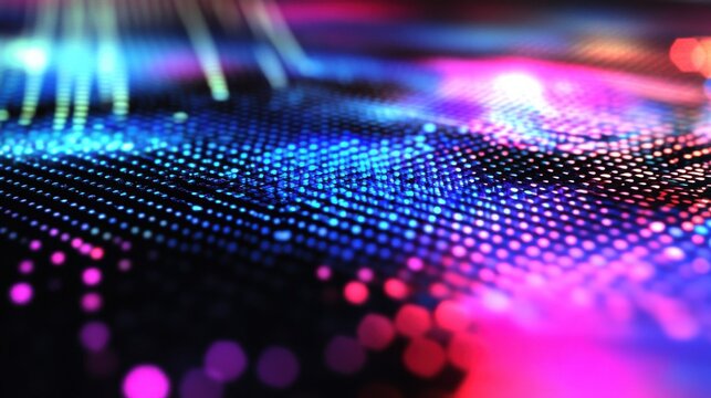 A detailed view of a quantum dot LED emitting vibrant and energy-efficient light, Quantum dot display technology style, photo of