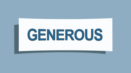 Generous.. A card isolated on blue background.