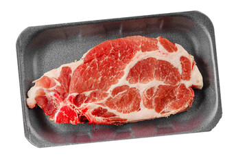 Pork steak raw gourmet pork escalope meat dish Fresh tasty food background on the table rustic food top view copy space