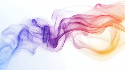 Abstract colorful smoke isolated on white background with copy space  -