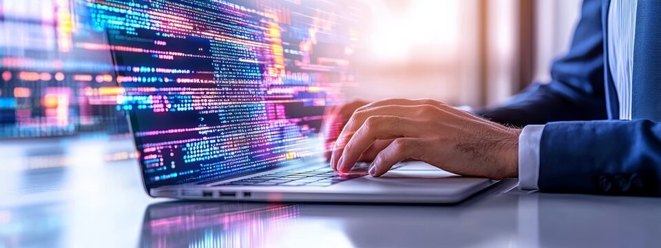 The following topics are relevant to my work experience: Data processing and digital technology, internet network concepts. Computer programmers working on big data and computer codes in a data