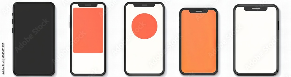 Poster 3d/ux template with realistic layout of smartphones in different positions. mobile phone frame with 