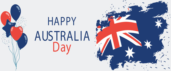 26 January Happy Australia Day. Retro Background and Flag Illustration and Vector Elements National Concept Greeting Card, Poster or Web Banner Design