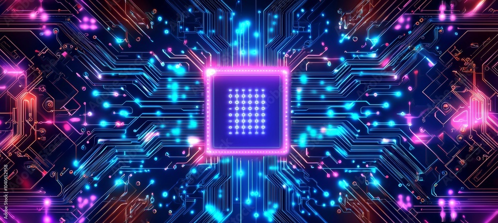 Aufkleber design of a modern technology circuit board texture background. quantum computing concepts, large da