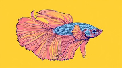Fototapeta premium Red Siamese Fighting Fish Double Tail Halfmoon Betta Fish Betta Splendens