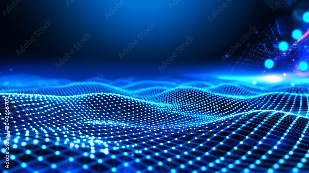 Poster technology connection digital big data concept. abstract of digital data flow on blue background. tr
