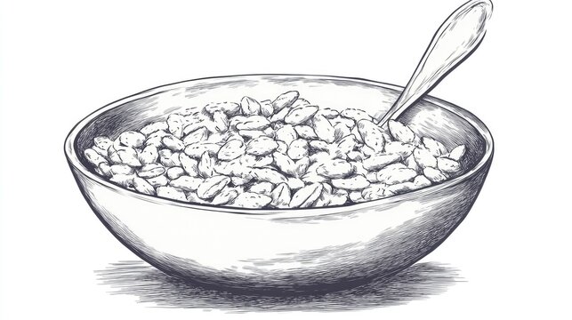 recommend clip art: Line art illustration of oatmeal