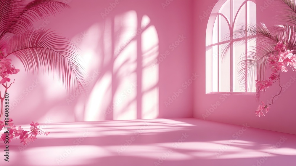 Poster 3d rendering of an abstract pink color gradient studio background for product presentation featuring