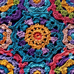 Crochet Seamless Pattern, Knitting Endless Background, Old Handmade Knitting Tile