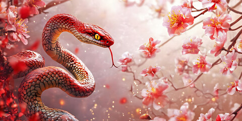 Obraz premium close up of a snake, ai generated. 
