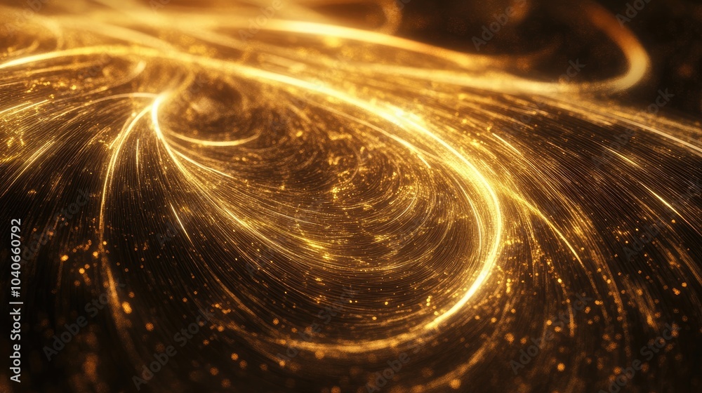 Fototapete Fantasy 3D rendering of an abstract background featuring trails of particles showcasing a computer generated chaotic composition of lines and curls