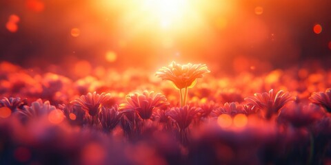 Obraz premium Blooming flowers under bright sunlight, Blooming flowers in sunlight