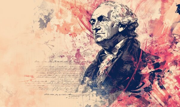 president sketch American Declaration of independence 4th july 1776 celebration, freedom concept abstract