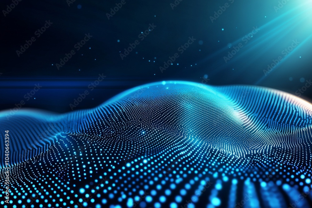 Poster 3d rendering of an abstract graphic world map illustration on a blue background. concept of big data