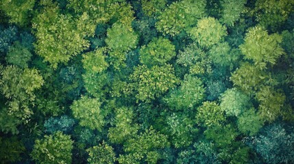 Aerial oil painting of a lush green forest highlighting the themes of ecosystem preservation environmental protection and combating air pollution