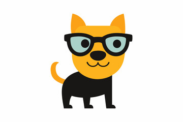 Cute cool dog wearing black glasses mascot cartoon vector illustration.on white