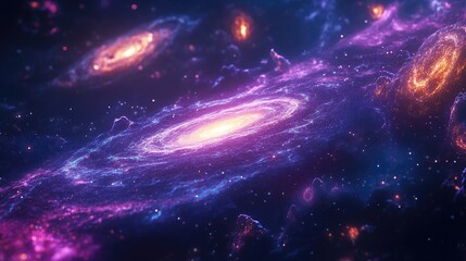 Obraz premium 3D cartoon depiction of galaxies and nebulae in deep space