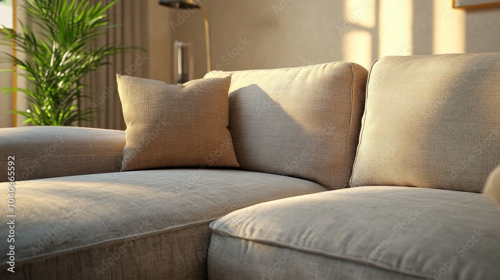 Poster 3d rendering of a maximalist style sofa corner with a soft pillow
