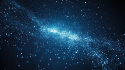 Obraz premium Cartoon rendering in 3D depicting a blue dark night sky filled with numerous stars and the Milky Way against a space backdrop