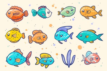 Fish flat icon, mackerel shape, minimal fishing symbol, tuna silhouette, salmon sign, color fish