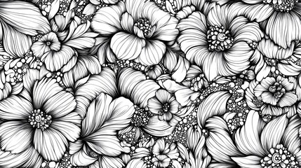 Seamless floral pattern featuring intricate zentangle designs and abstract flowers Versatile pattern suitable for wallpapers web backgrounds and surface textures