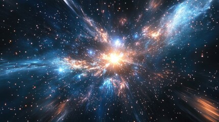 Fototapeta premium 3D cartoon illustration showcasing a vibrant night starry sky featuring a blue shining space Abstract background filled with stars and cosmic elements Ideal for web design and banners High resolut