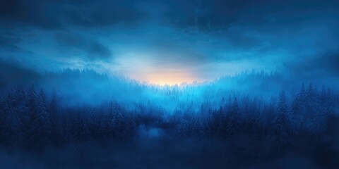 Fototapeta premium Winter sunrise over a forest, Winter sunrise in a woodland