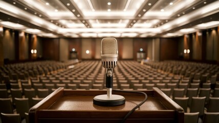Obraz premium microphone in the big hall